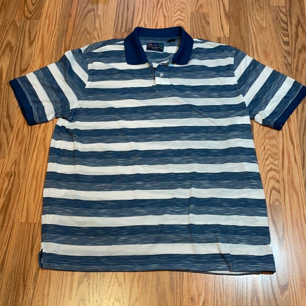 XL Great Blue Striped Polo Shirt